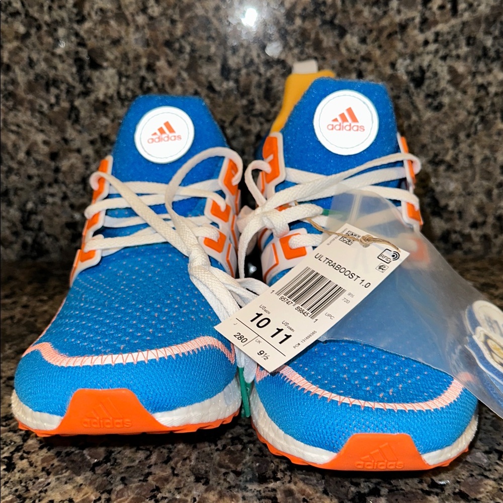 Adidas Ultraboost 1.0 Size 10 Blue and Orange Athletic Sneakers - Picture 3 of 7